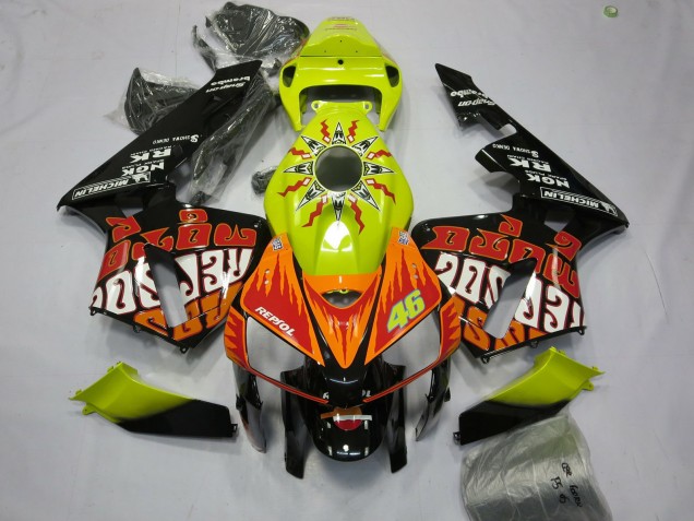 2005-2006 Honda CBR600RR Motorcycle Fairings - Vibrant Yellow Black Rossi UK