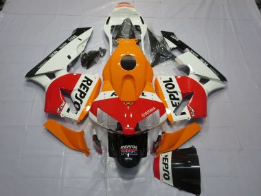 Custom 2003-2004 Honda CBR600RR Motorcycle Fairings - Orange White Red Glossy Black Repsol UK