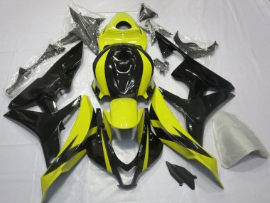 Custom 2007-2008 Honda CBR600RR Motorcycle Fairings - Yellow Glossy Black OEM Style UK