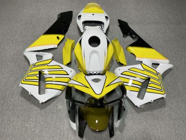 Custom 2005-2006 Honda CBR600RR Motorcycle Fairings - Yellow and White Wings UK