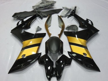 Custom 2011-2013 Honda CBR600F Motorcycle Fairings - Gold Glossy Black CBR Design UK