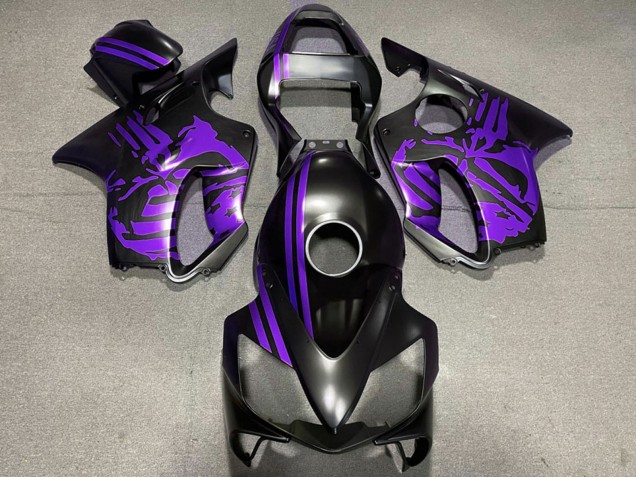 2001-2003 Honda CBR600 F4i Motorcycle Fairings - Purple Matte Black Skull UK