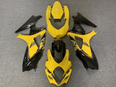 Custom 2007-2008 Suzuki GSXR 1000 Motorcycle Fairings - Yellow Glossy Black UK
