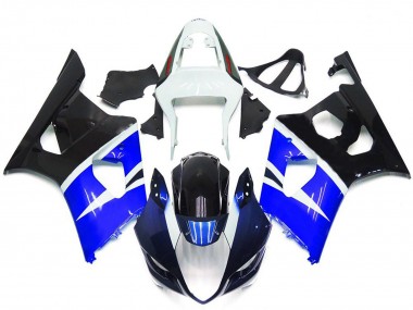 Custom 2003-2004 Suzuki GSXR 1000 Motorcycle Fairings - White Blue Glossy Black UK