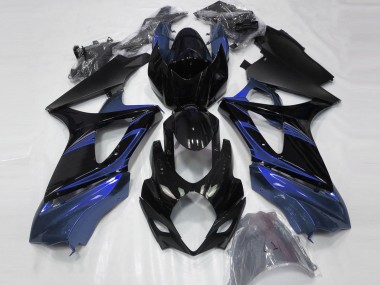 Custom 2007-2008 Suzuki GSXR 1000 Motorcycle Fairings - Blue Glossy Black UK