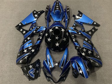 Custom 2007-2008 Suzuki GSXR 1000 Motorcycle Fairings - Blue Glossy Black Star UK