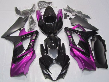 Custom 2007-2008 Suzuki GSXR 1000 Motorcycle Fairings - Glossy Black Pink UK