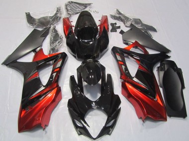 Custom 2007-2008 Suzuki GSXR 1000 Motorcycle Fairings - Glossy Black Red UK