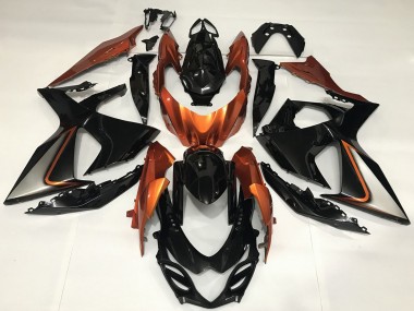 Custom 2009-2016 Suzuki GSXR 1000 Motorcycle Fairings - Glossy Black and Shiny Orange UK