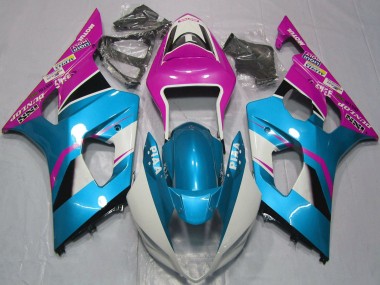 Custom 2003-2004 Suzuki GSXR 1000 Motorcycle Fairings - Light Blue White Pink UK