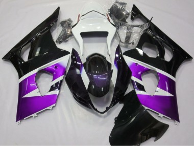 Custom 2003-2004 Suzuki GSXR 1000 Motorcycle Fairings - Purple White Glossy Black UK
