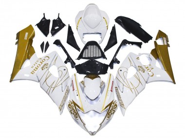 Custom 2005-2006 Suzuki GSXR 1000 Motorcycle Fairings - White Gold Corona Custom UK