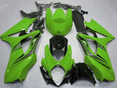 Custom 2007-2008 Suzuki GSXR 1000 Motorcycle Fairings - Green Glossy Black OEM Style UK