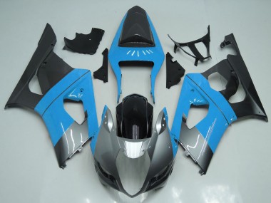 Custom 2003-2004 Suzuki GSXR 1000 Motorcycle Fairings - Light Blue Silver Black UK