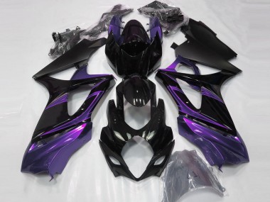 Custom 2007-2008 Suzuki GSXR 1000 Motorcycle Fairings - Glossy Black Purple UK