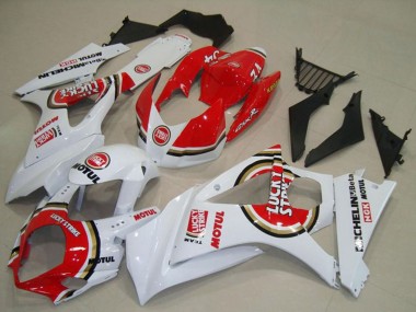 Custom 2007-2008 Suzuki GSXR 1000 Motorcycle Fairings - White Red Lucky Strike UK