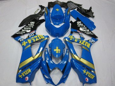 Custom 2007-2008 Suzuki GSXR 1000 Motorcycle Fairings - Blue Gold Black Rizla UK