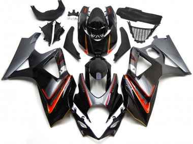 Custom 2007-2008 Suzuki GSXR 1000 Motorcycle Fairings - Glossy Black Red Silver UK