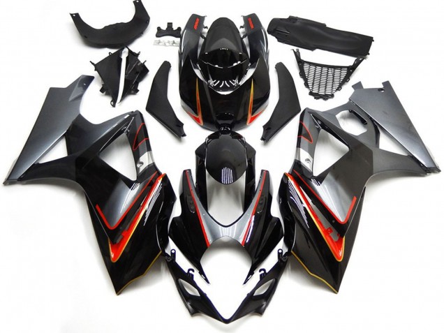 2007-2008 Suzuki GSXR 1000 Motorcycle Fairings - Glossy Black Red Silver UK