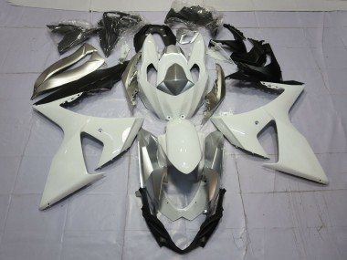 Custom 2009-2016 Suzuki GSXR 1000 Motorcycle Fairings - White Silver UK