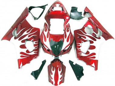 Custom 2003-2004 Suzuki GSXR 1000 Motorcycle Fairings - White Red Flame UK