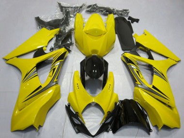 Custom 2007-2008 Suzuki GSXR 1000 Motorcycle Fairings - Yellow Glossy Black OEM Style UK