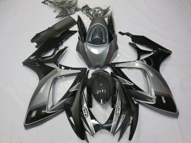 Custom 2006-2007 Suzuki GSXR 600 / GSXR 750 Motorcycle Fairings - Grey Glossy Black Stripe UK