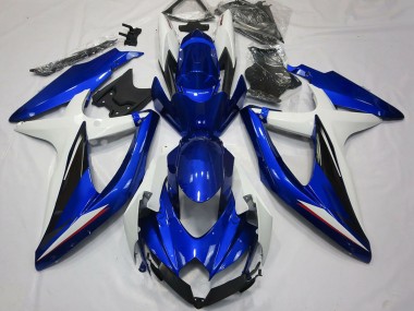 Custom 2008-2010 Suzuki GSXR 600 / GSXR 750 Motorcycle Fairings - White Blue Black UK