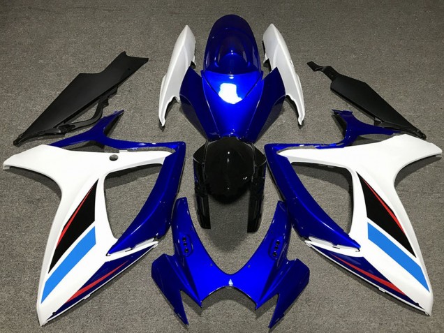 2006-2007 Suzuki GSXR 600 / GSXR 750 Motorcycle Fairing Kits - White Blue Glossy Black UK