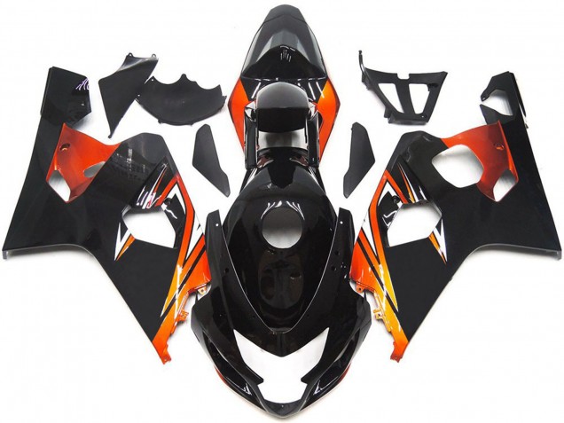 2004-2005 Suzuki GSXR 600 / GSXR 750 Motorcycle Fairings - Glossy Black Orange OEM Style UK