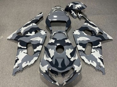 Custom 2001-2003 Suzuki GSXR 600 / GSXR 750 Motorcycle Fairings - Grey Black White Camouflage UK