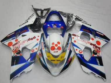 Custom 2004-2005 Suzuki GSXR 600 / GSXR 750 Motorcycle Fairings - White Blue Red Yellow Black Dark Dog UK