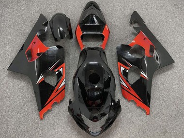 Custom 2004-2005 Suzuki GSXR 600 / GSXR 750 Motorcycle Fairings - Glossy Black Red UK