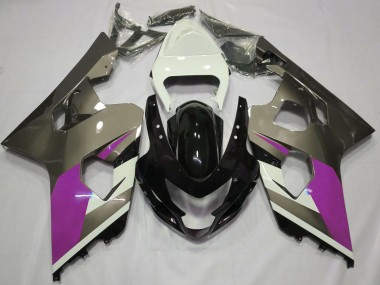 Custom 2004-2005 Suzuki GSXR 600 / GSXR 750 Motorcycle Fairings - White Pink Grey Glossy Black UK
