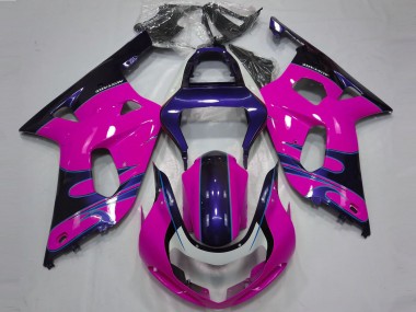 Custom 2001-2003 Suzuki GSXR 600 / GSXR 750 Motorcycle Fairings - Pink Glossy Blue UK