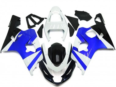 Custom 2004-2005 Suzuki GSXR 600 / GSXR 750 Motorcycle Fairing Kits - White Blue Glossy Black UK