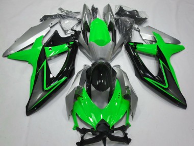Custom 2008-2010 Suzuki GSXR 600 / GSXR 750 Motorcycle Fairings - Silver Green Grey Black UK