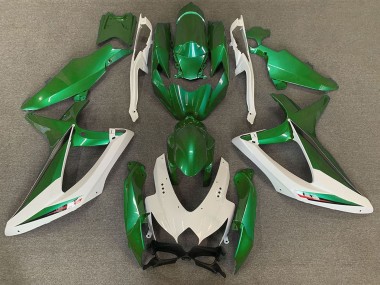 Custom 2008-2010 Suzuki GSXR 600 / GSXR 750 Motorcycle Fairings - White Green OEM Style UK