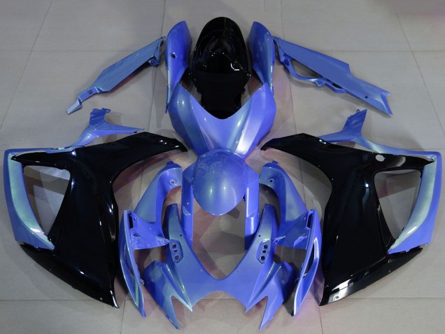 2006-2007 Suzuki GSXR 600 / GSXR 750 Motorcycle Fairings - Light Blue Glossy Black UK