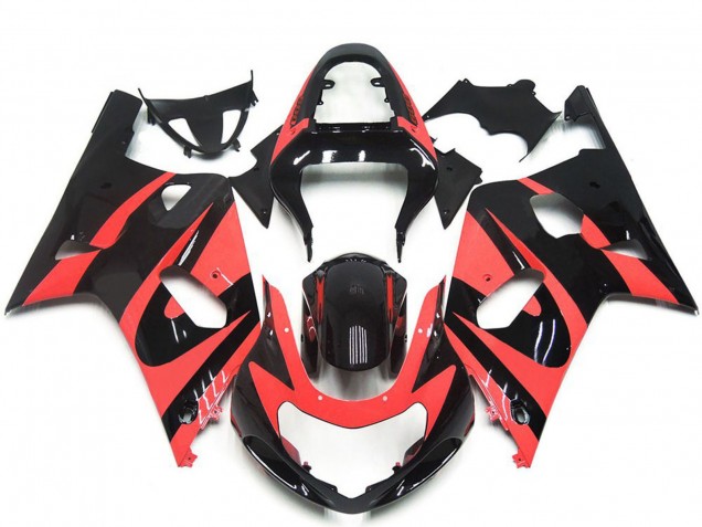 2001-2003 Suzuki GSXR 600 / GSXR 750 Motorcycle Fairings - Light Red Glossy Black OEM Style UK
