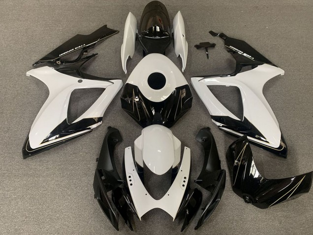 2006-2007 Suzuki GSXR 600 / GSXR 750 Motorcycle Fairings - White Glossy Black UK