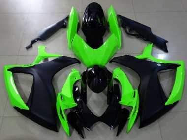 Custom 2006-2007 Suzuki GSXR 600 / GSXR 750 Motorcycle Fairings - Green Glossy Black Matte Black UK