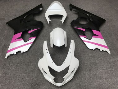 Custom 2004-2005 Suzuki GSXR 600 / GSXR 750 Motorcycle Fairings - White Pink Matte Black UK