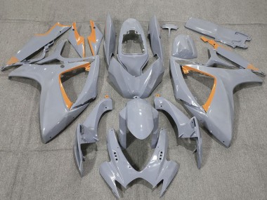 Custom 2006-2007 Suzuki GSXR 600 / GSXR 750 Motorcycle Fairings - Nardo Grey and Orange Trim UK
