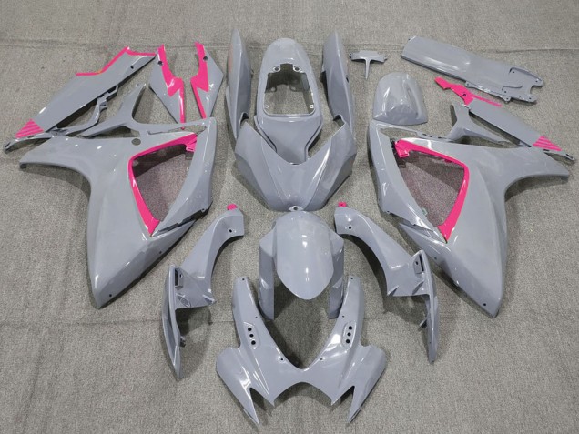 2006-2007 Suzuki GSXR 600 / GSXR 750 Motorcycle Fairings - Nardo Grey and Pink Trim UK