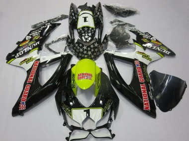 Custom 2008-2010 Suzuki GSXR 600 / GSXR 750 Motorcycle Fairings - White Yellow Red Black National Guard UK