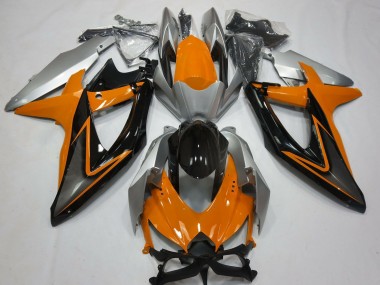 Custom 2008-2010 Suzuki GSXR 600 / GSXR 750 Motorcycle Fairings - Silver Orange Glossy Black UK