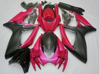 Custom 2006-2007 Suzuki GSXR 600 / GSXR 750 Motorcycle Fairings - Pink Matte Black UK
