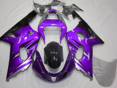 Custom 2001-2003 Suzuki GSXR 600 / GSXR 750 Motorcycle Fairings - Purple Silver Glossy Black UK