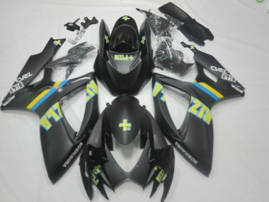 Custom 2006-2007 Suzuki GSXR 600 / GSXR 750 Motorcycle Fairings - Matte Black Blue Yellow Rizla UK